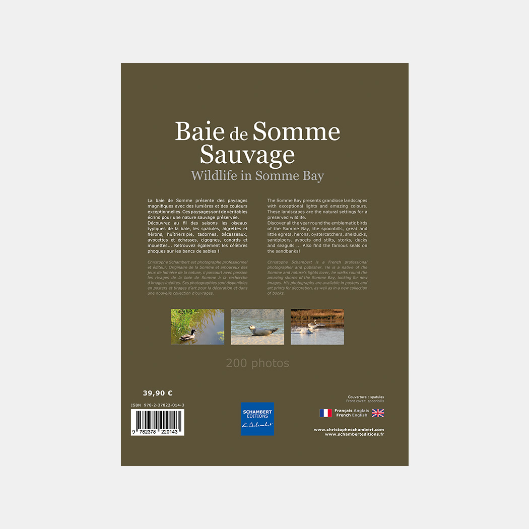 Dos - Livre Photo Baie de Somme Sauvage - Wildlife in Somme Bay - Nouvelle édition 2022 cartonnée - Christophe Schambert - Schambert Editions