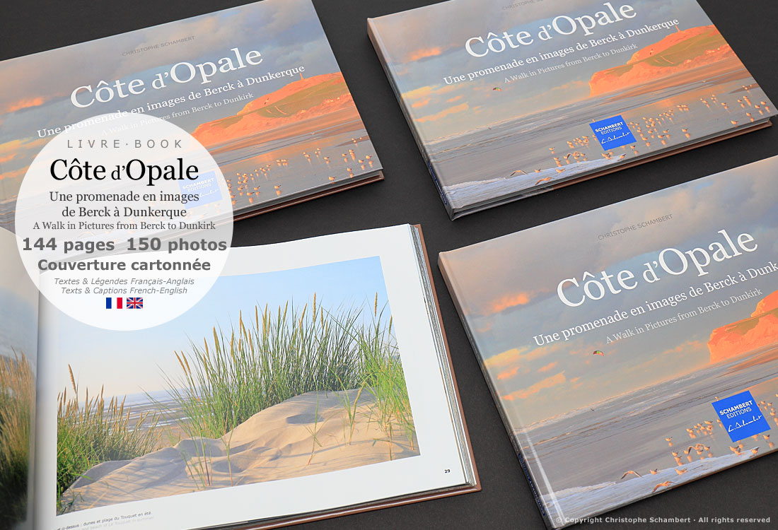 Livre de photographies Côte d'Opale Une promenade en images - Couverture carton - Dunes du Touquet - Nord Pas-de-Calais Hauts-de-France - Auteur Christophe Schambert - Schambert Editions