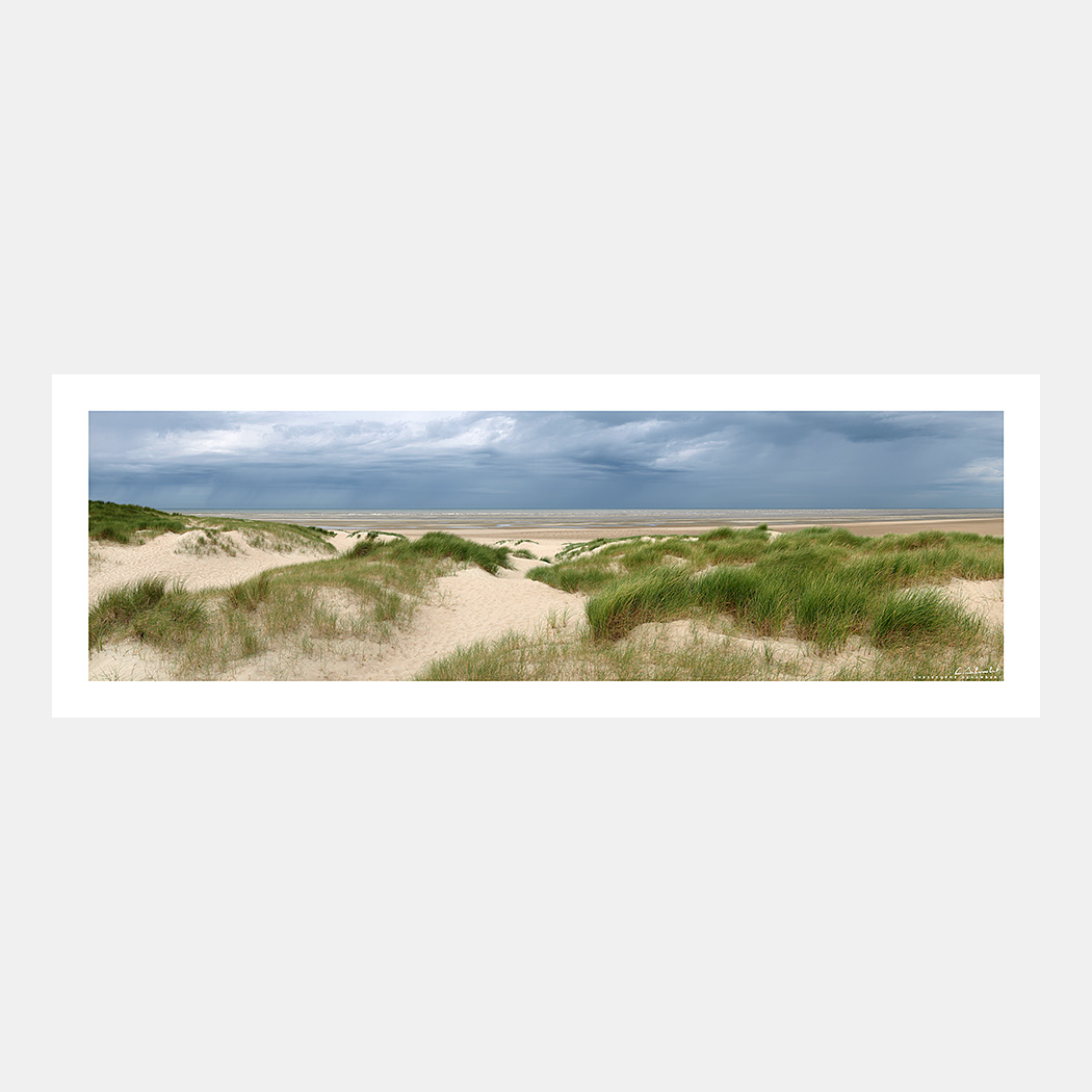 Poster Photo Côte d'Opale  - Le Touquet - Panoramique - Dunes, Oyats, Rivages, Plages - Image de mer et du littoral des Hauts-de-France - Christophe Schambert