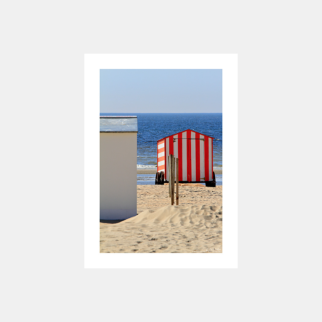 Poster Photo Côte Belge - Cabines de bain - Image de mer et du littoral de Belgique - Christophe Schambert