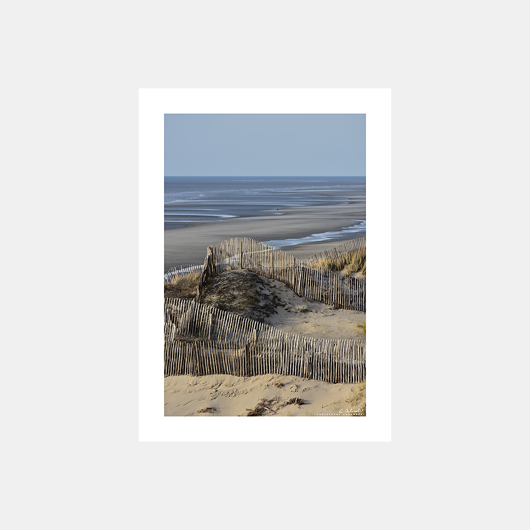 Poster Photo Dunes avec ganivelles - Format Vertical - Quend-Plage - Baie de Somme - Image de la Côte Picarde - Hauts-de-France - Christophe Schambert